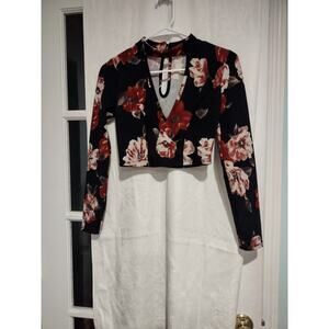 Charlotte Russe Small Crop Top V-Neck Floral Whimsygoth Grunge Y2K Coquette